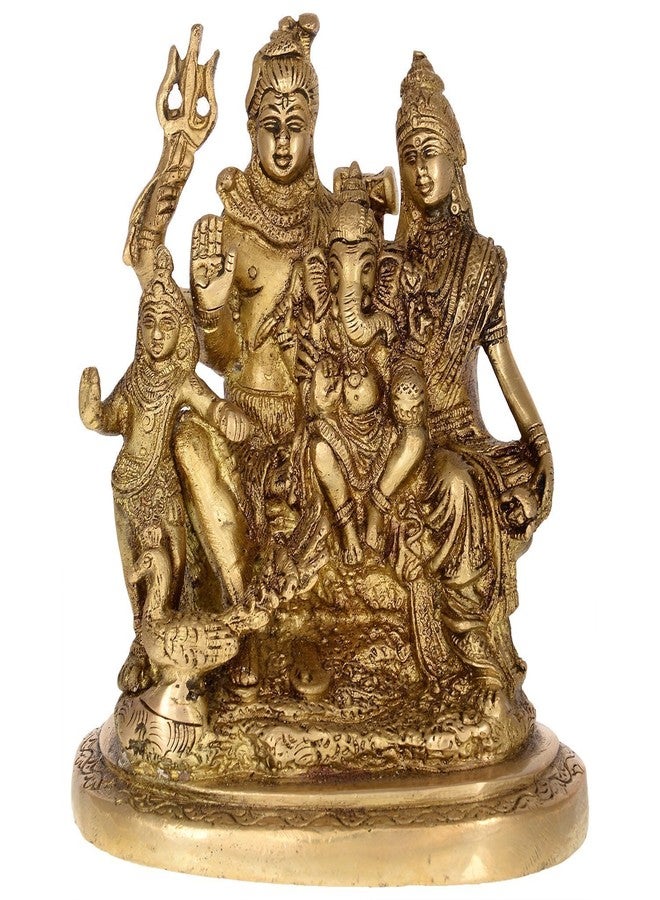 Pick End Now Brass Shiva Parivar Idol | Handcrafted Lord Shankar Parvati Ganesh Statue for Puja, Home Temple & Office Decor (12.7 x 7.62 x 15.24 cm, 1.45kg)
